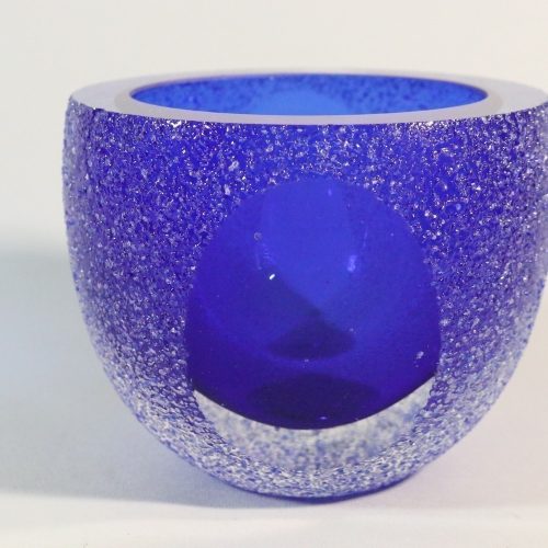 Skål av konstglas. Vintage Glaskonst, Ljuslykta, "Galaxy Sandy"