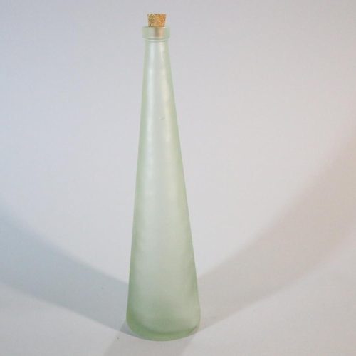 Fin ljusgrön flaska med kork - heminredning, 40cm