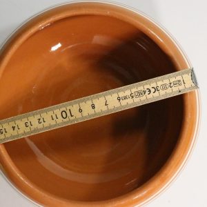 Vintage Terrakottaskål med Randmönster, 16 cm i Diameter