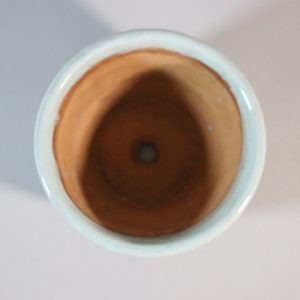 Liten kruka med ljusgran glasyr, H8cm D10cm