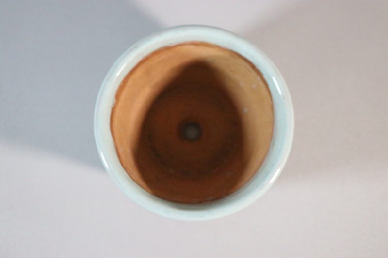 Liten kruka med ljusgran glasyr, H8cm D10cm