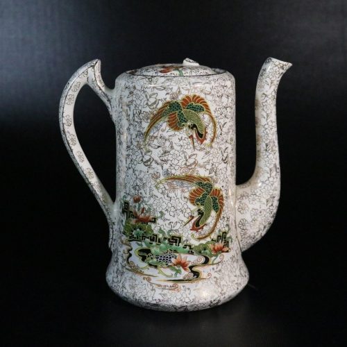 Art Nouveau Phoenix keramikkanna gjord i England med färgglad dekor