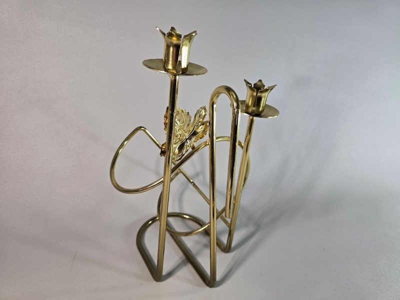 LJUSSTAKE, gulmetall, för två ljus, Made in Sweden