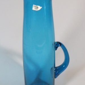 Blå kanna / karaff Ekenäs glasbruk - vintage / retro / munblåst