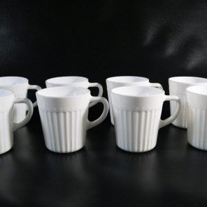 Muggar/koppar för kaffe/te, vit opalglas / Mjölkglas
