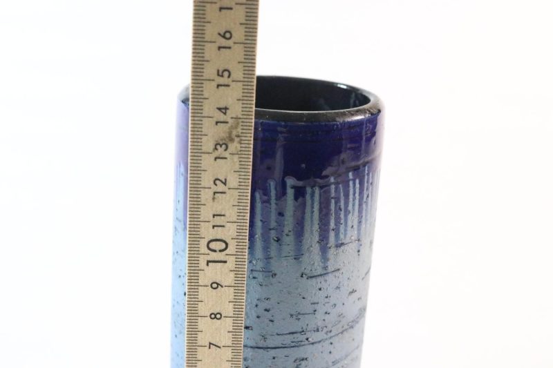 Blå cylinderformad vas, 14cm