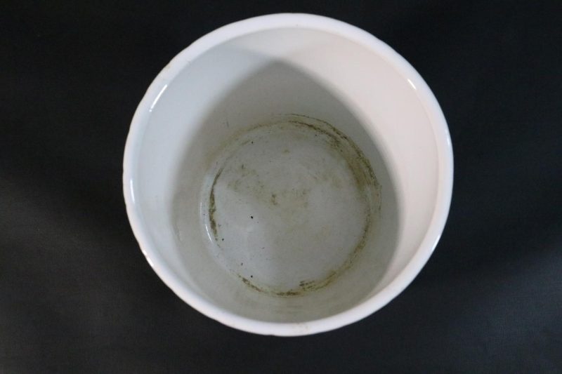 Vit glaserad kruka/blomkruka/ytterfoder, Enso - 13cm