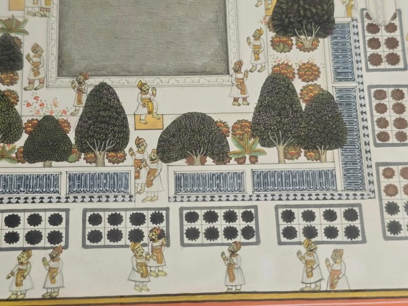 Magnifik Handmålad Miniatyrmålning av Wadi Mahal City Palace