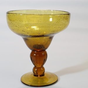 3st bärnstensfärgade dessertglas med bubblor i glaset