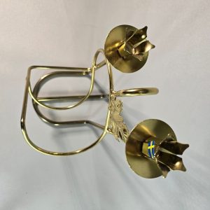 LJUSSTAKE, gulmetall, för två ljus, Made in Sweden