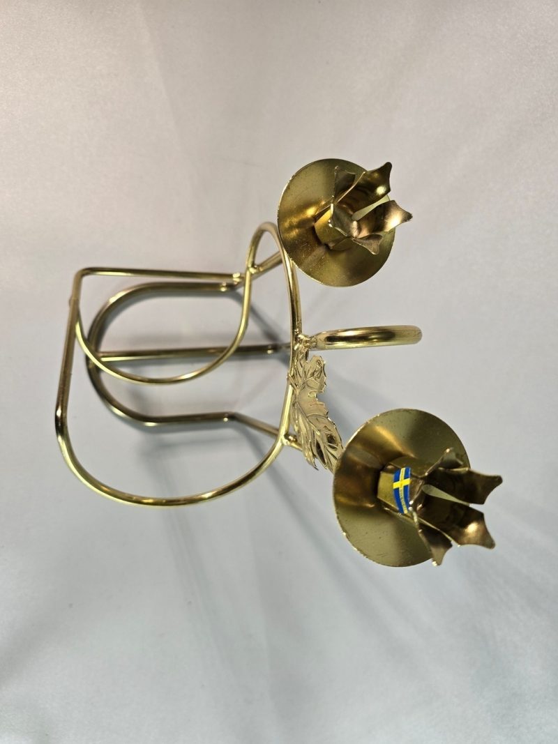 LJUSSTAKE, gulmetall, för två ljus, Made in Sweden