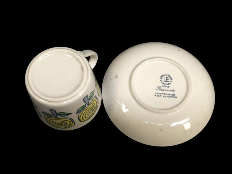 Exklusiv Tekopp med Fat – "Rosamunda" av Arthur Percy för Upsala-Ekeby Gefle, 19