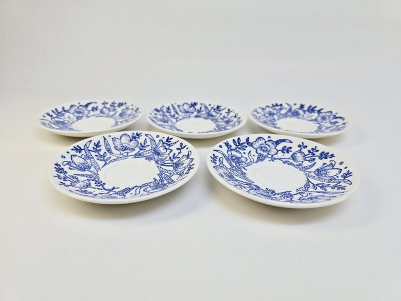 Set om fem fat från Gustavsberg, Blå Blomsterbukett, Ø 13 cm