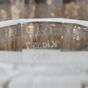 Vas, glas med etsad dekor, troligen Orrefors, NILS LANDBERG