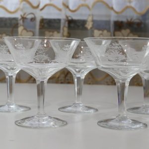 Glasservis med graverad dekor - 5st