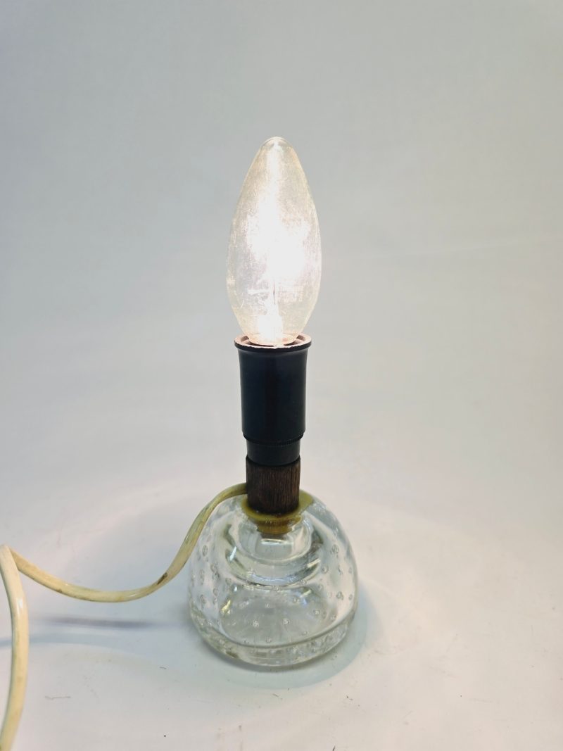 Vintage Bordslampa utan Skärm – Glasbas med Bubblor