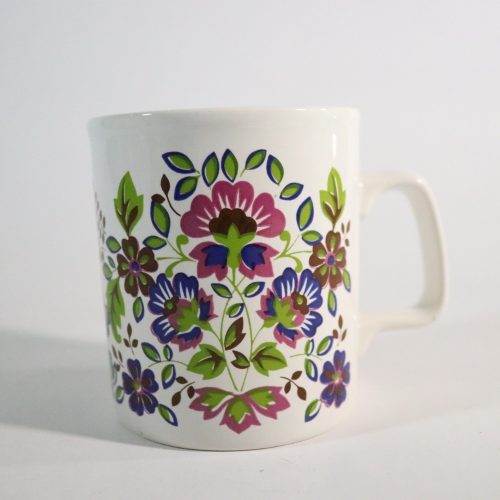 Retro Mugg från Staffordshire Potteries – Blommig Design, England