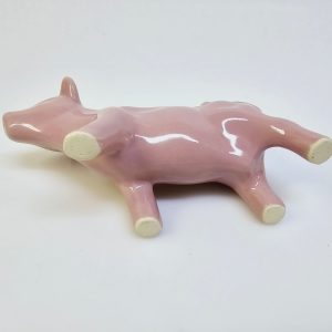 Charmig rosa porslindjur i form av en ko – retro vintage på sitt bästa!