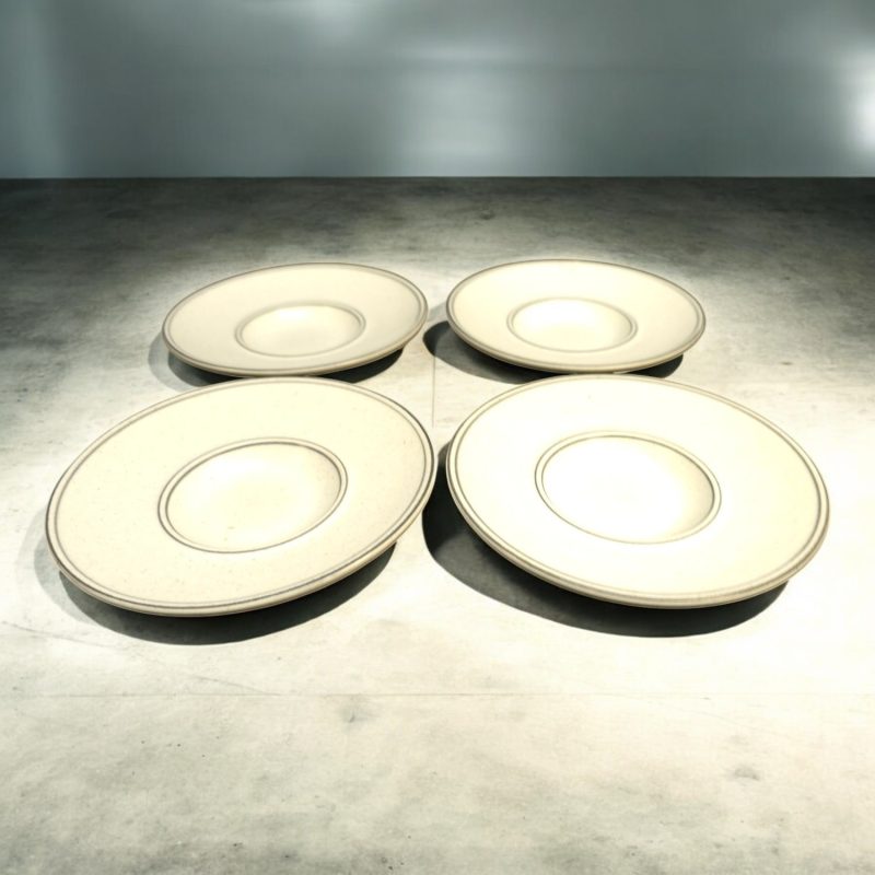 4 Klassiska assietter från Gustavsbergs Birka-serie – Design av Stig Lindberg