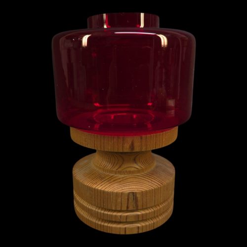 Exklusiv ljuslykta i glas och trä – Nordisk design, 16 cm