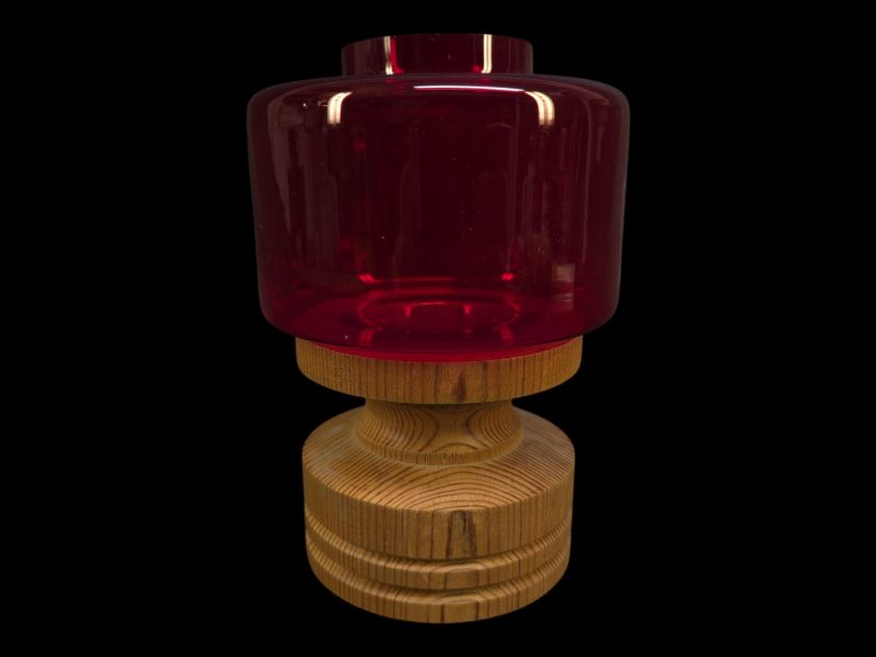 Exklusiv ljuslykta i glas och trä – Nordisk design, 16 cm