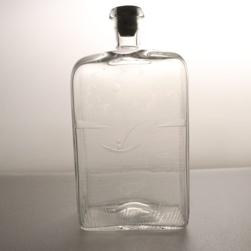 KARAFF, glas, 1900-tal, del av kork saknas, 20,5cm