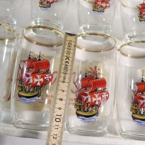 Glasservis med segelbåtsdesign - 14 delar - Mitten av 1900-talet