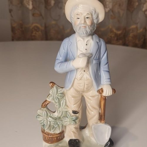 Vintage 1980-tal glaserad keramik bondefigur, Taiwan