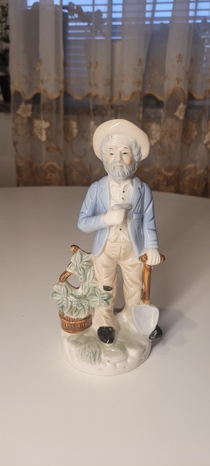Vintage 1980-tal glaserad keramik bondefigur, Taiwan