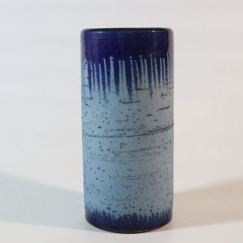 Blå cylinderformad vas, 14cm