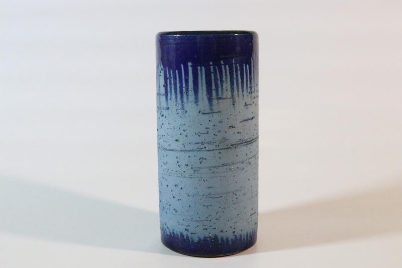 Blå cylinderformad vas, 14cm