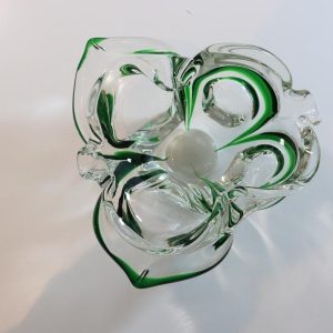Skål, kristall, grön och transparent glas