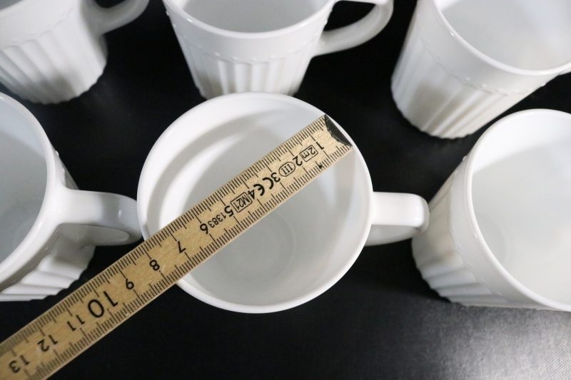Muggar/koppar för kaffe/te, vit opalglas / Mjölkglas