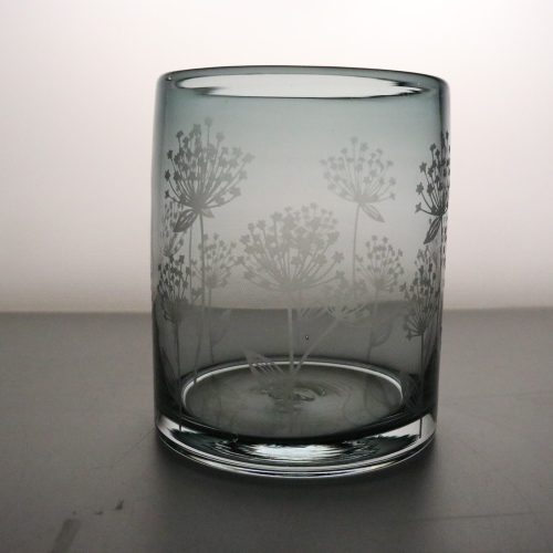 Elegans i Glas - Dekorativ Vas med Blommotiv