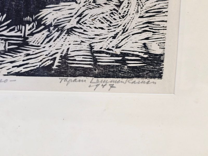 Träsnitt "Pohjoi-Kymenlaakso" av Tapani Lemminkäinen – 1957