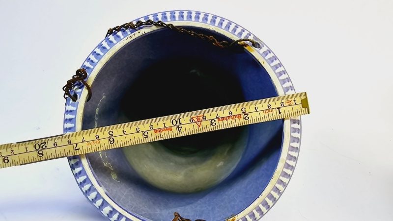 Vacker Hängkruka i Blått - Vintage Keramik, D 18,5 cm