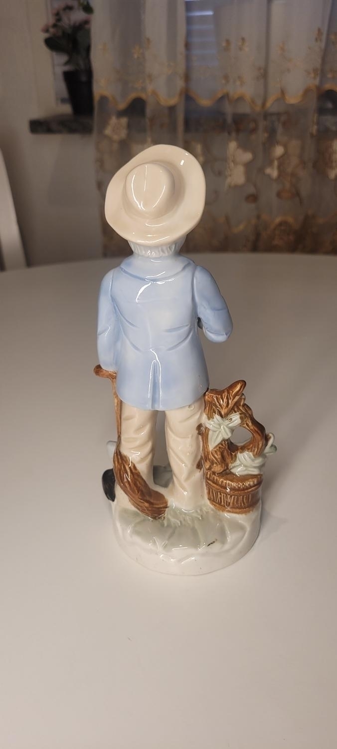 Vintage 1980-tal glaserad keramik bondefigur, Taiwan