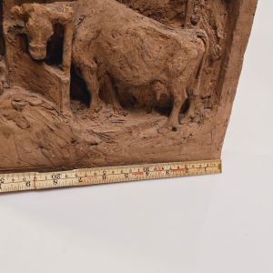 Unik Konstnärlig Relief med Jordnära Ko Motiv - 26 cm Hög