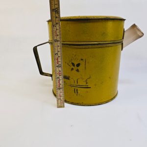 Retro gul metallbehållare med glastut – charmig och unik vintagefynd!