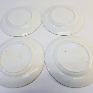 Antika engelska tallrikar från sent 1800-tal – Set med fyra tallrikar, 23 cm
