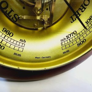 Väggbarometer i Trä och Mässing, West Germany, 18 cm – Exklusiv Inredningsdetalj