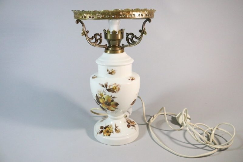 Bordslampa, porslin och metall, blommönster