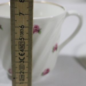 KAFFEKOPPAR MED FAT, 8 st, benporslin, Gustavsberg
