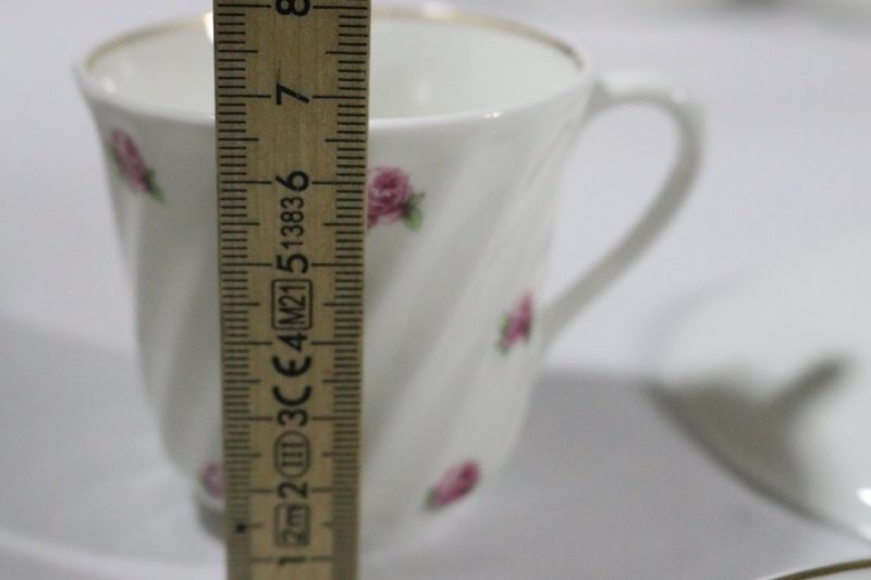 KAFFEKOPPAR MED FAT, 8 st, benporslin, Gustavsberg