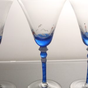 4st Vinglas, havsmotiv - 17,5cm - Signerade "A"