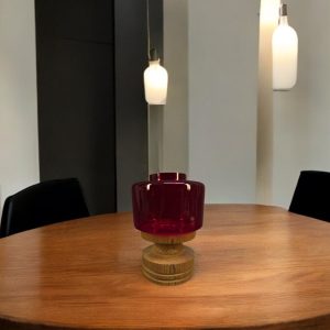 Exklusiv ljuslykta i glas och trä – Nordisk design, 16 cm