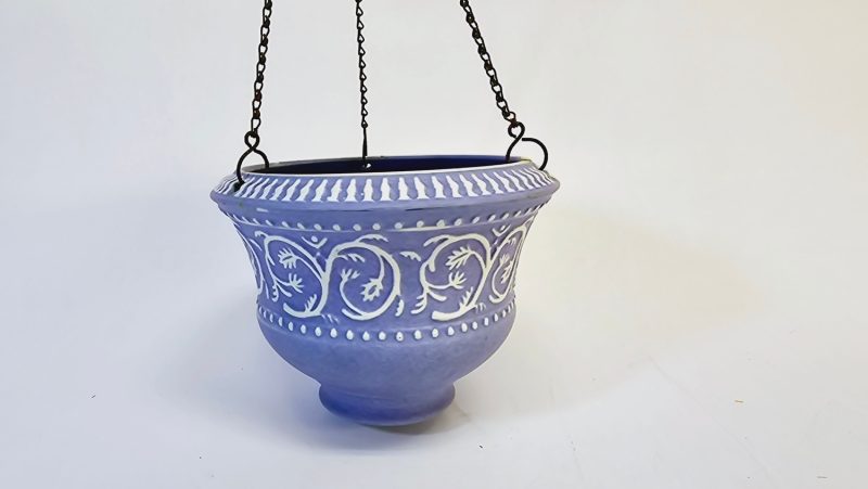 Vacker Hängkruka i Blått - Vintage Keramik, D 18,5 cm