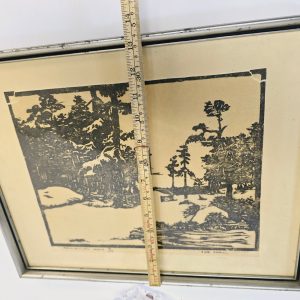 Litografi - Vinterlandskap – Signerat Verk från 1936