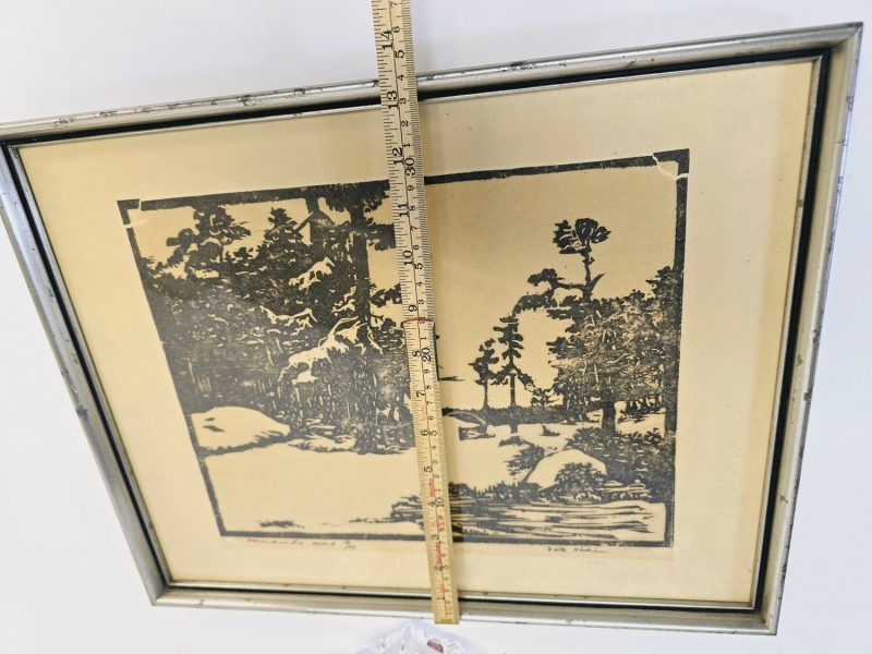 Litografi - Vinterlandskap – Signerat Verk från 1936
