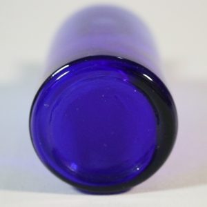 BLOMVAS / FLASKA, Blått glas, ca 13,5cm
